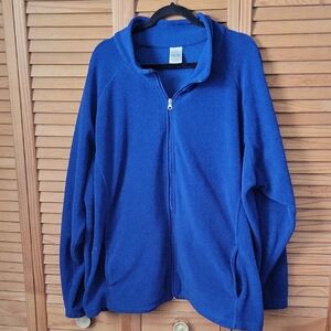 Blair Women’s Royal Blue Full Zip Fleece Slit Pockets Jacket Plus Size 3X